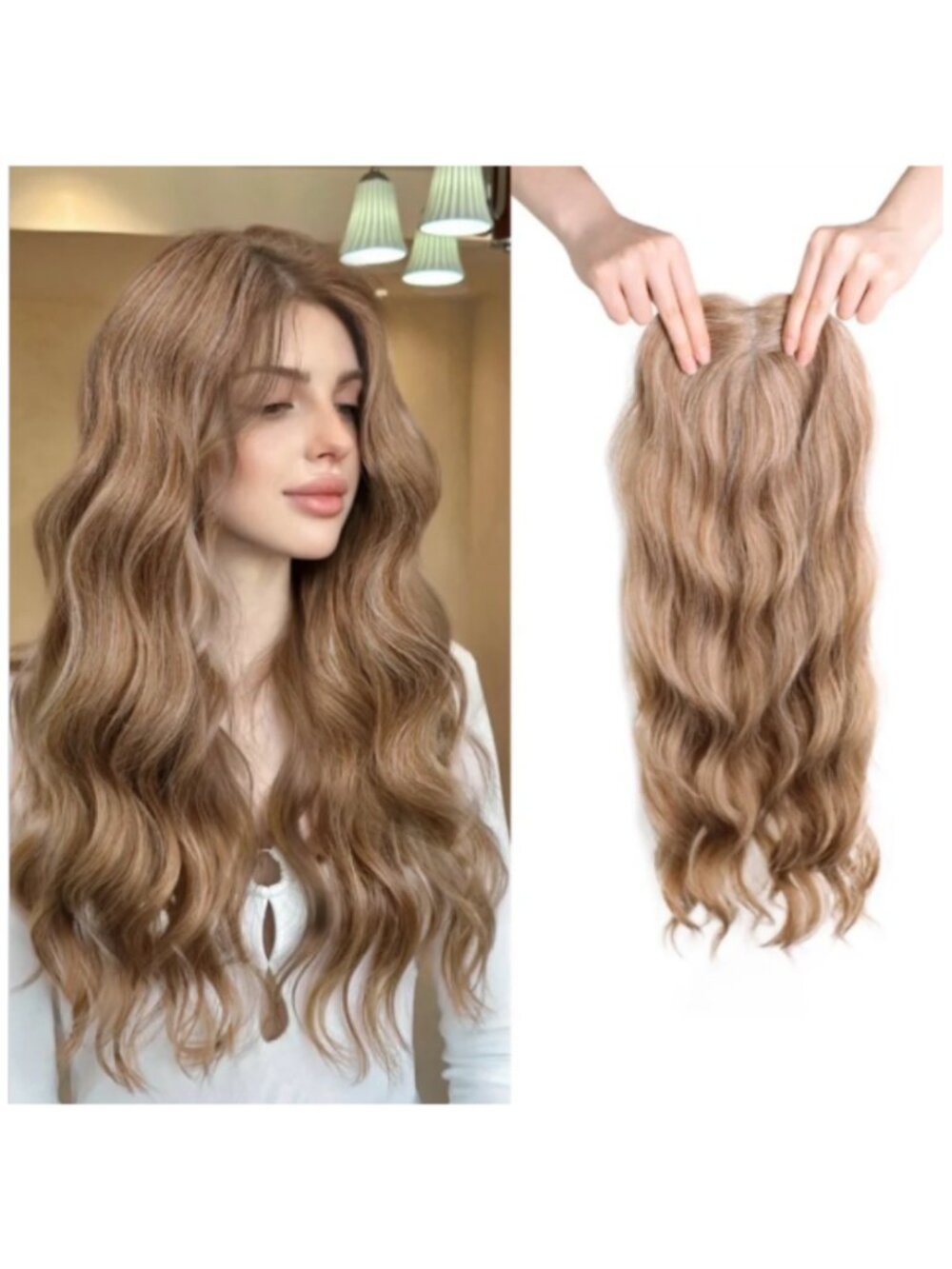 Chestnut Wave Clip-In Hair Topper for Women
